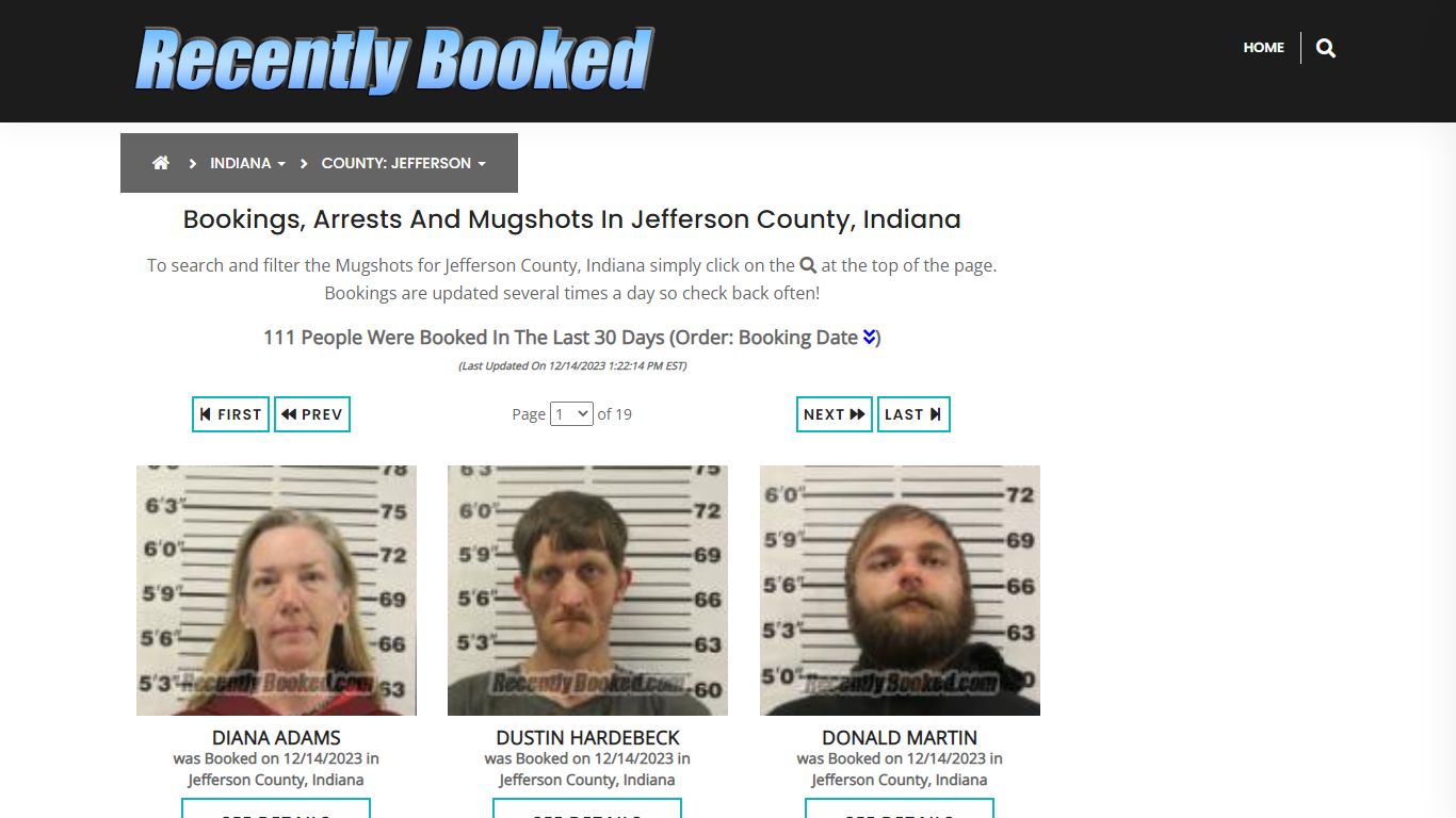 Recent bookings, Arrests, Mugshots in Jefferson County, Indiana